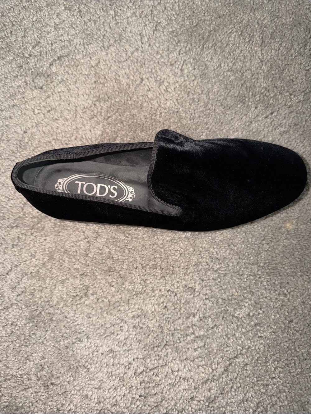 Tod's Black Velvet Slip-On Loafer / Smoking Slipper / Size 36